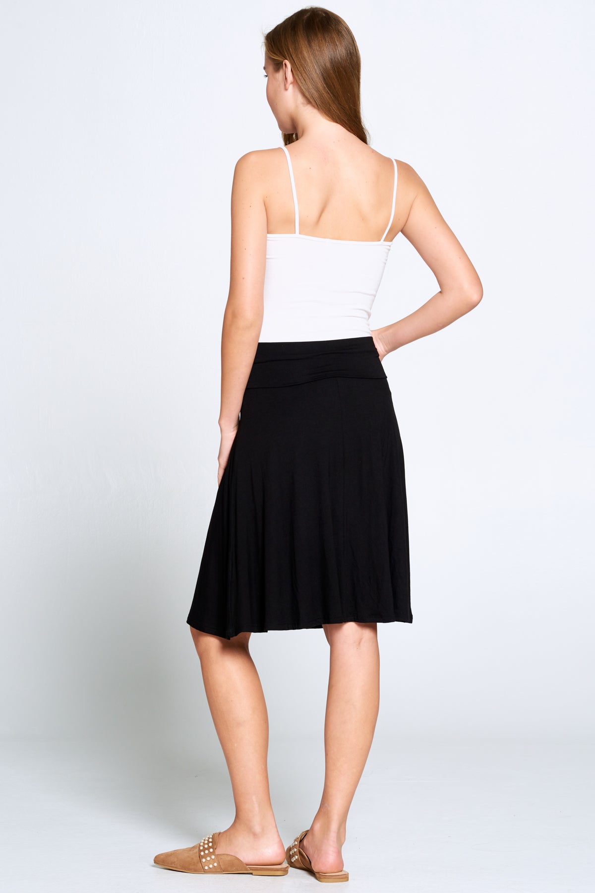 Black Casual Midi Skirt