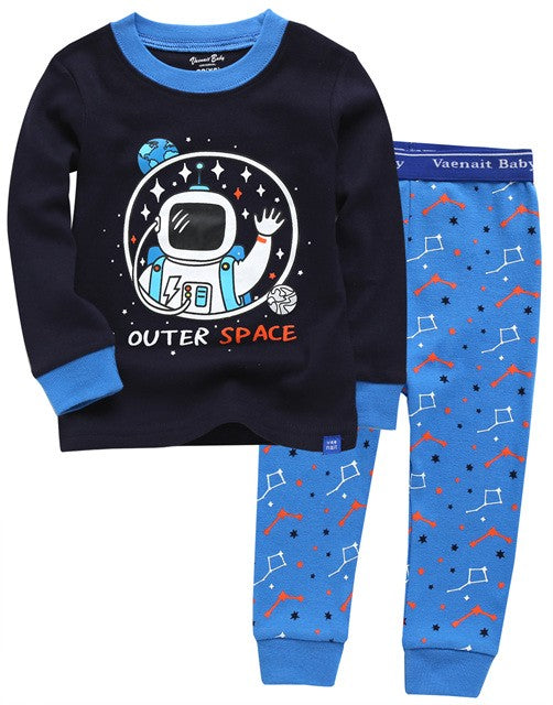 Blue Outer Space Long Sleeve Pajamas