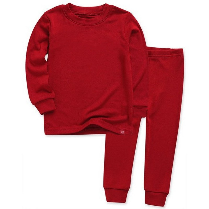 Pijama de manga larga de modal rojo oscuro 