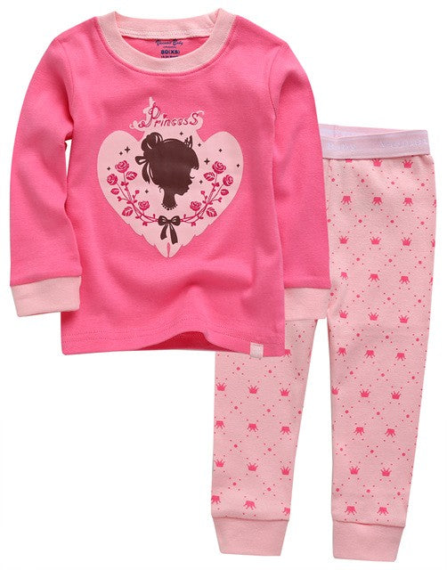 Conjunto de pijama de manga larga de princesa rosa 