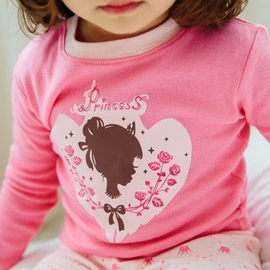 Conjunto de pijama de manga larga de princesa rosa 