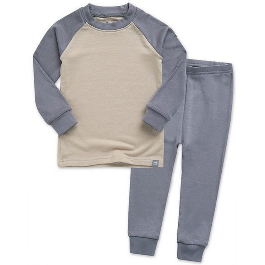 Grey & Beige Raglan Long Sleeve Pajamas