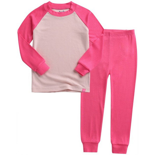 Pijama de manga larga raglán rosa 