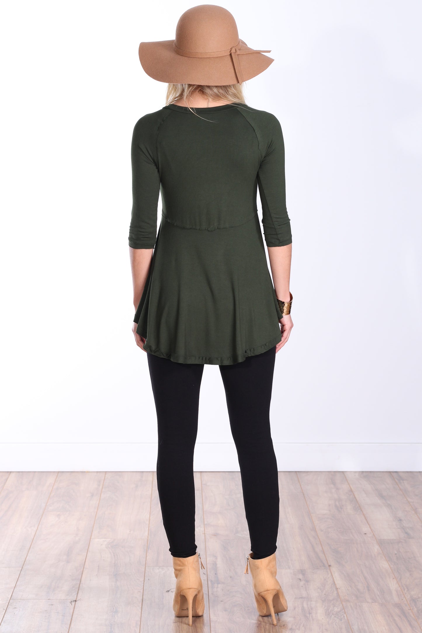 Olive 3/4 Sleeve Tunic Top - FINAL SALE