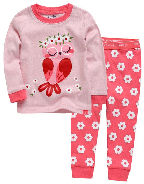 Conjunto de pijama de manga larga rosa Love Owl 