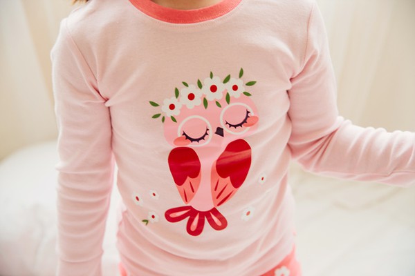 Pink Love Owl Long Sleeve Pajamas