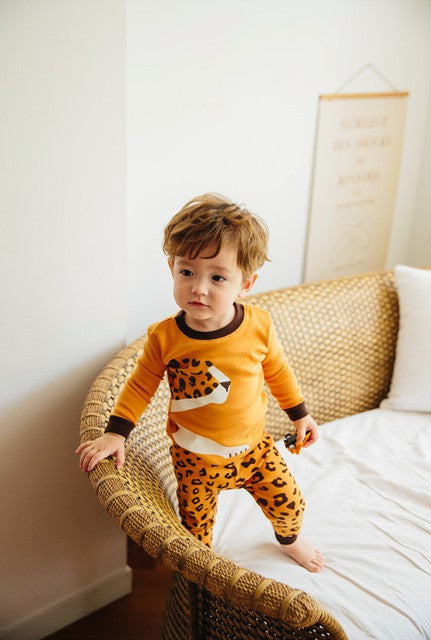 Orange Cheetah Long Sleeve Pajamas