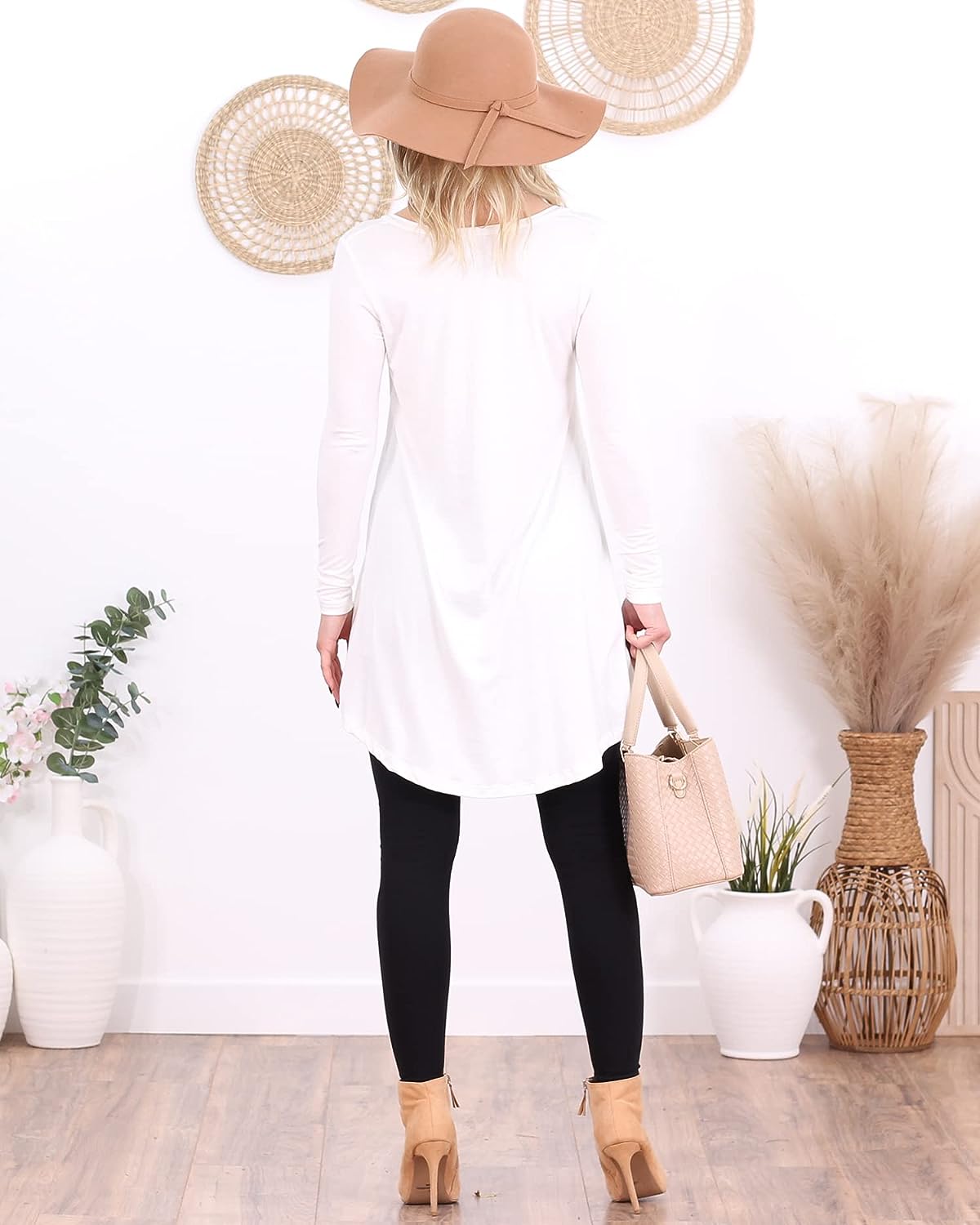 Pearl Long Sleeve V Neck Tunic Top