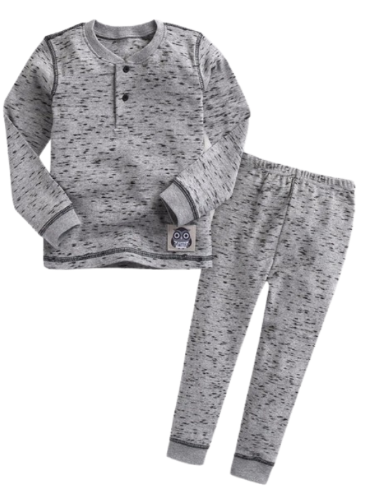 Gray Melange Long Sleeve Pajamas - FINAL SALE