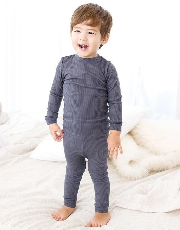 Charcoal Rib Long Sleeve Pajama Set