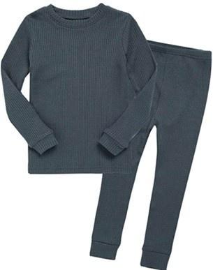 Charcoal Rib Long Sleeve Pajama Set