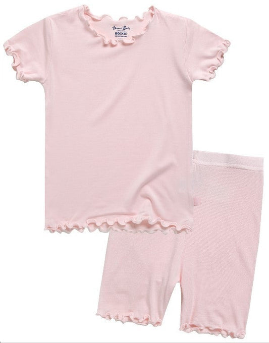 Pink Shirring Short Sleeve Pajama Set
