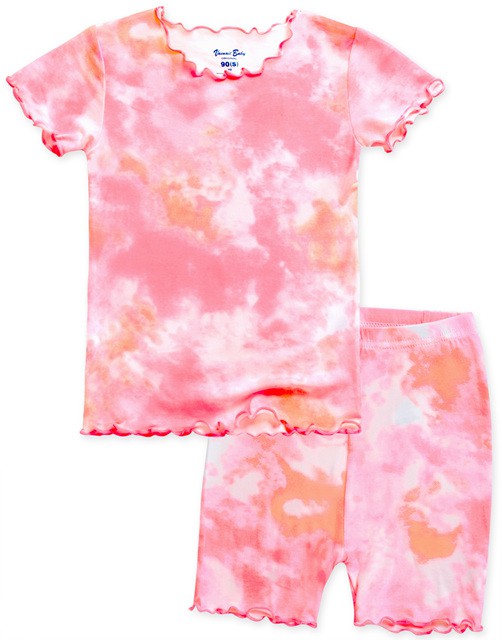 Neon Pink/Orange Tie Dye Short Sleeve Pajama Set