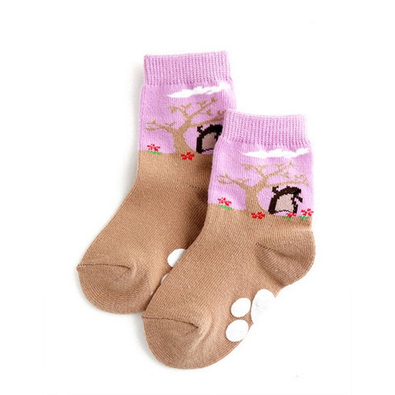 Beige Animal Story Ankle Socks