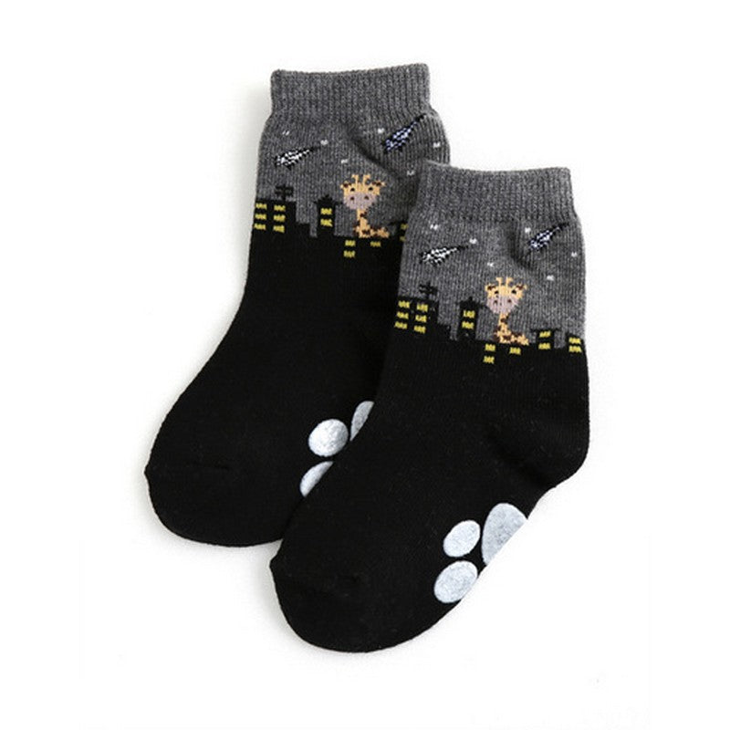 Black Animal Story Ankle Socks