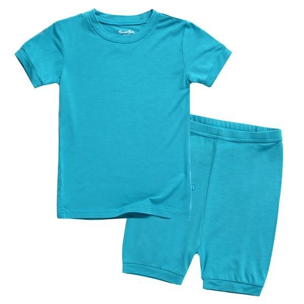 Aqua Blue Colorful Short Sleeve Pajama Set