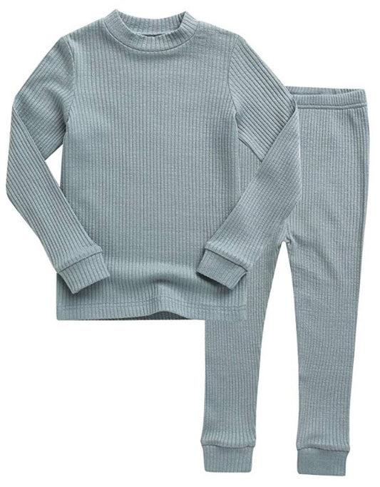 Mint Rib Long Sleeve Pajama Set