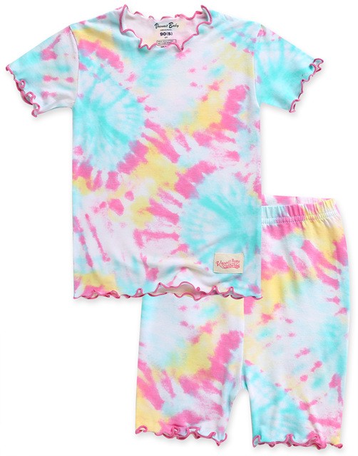 Mint/Pink Tie Dye Short Sleeve Pajama Set