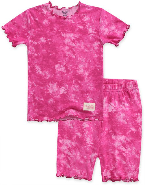 Hot Pink Tie Dye Short Sleeve Pajama Set