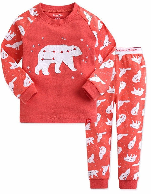 Coral Snow Bear Long Sleeve Pajama Set