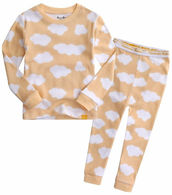 Yellow Cloud Long Sleeve Pajama Set